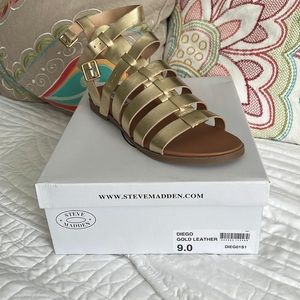 Steve Madden brand NEW-Diego Gold Leather Gladiator Sandals